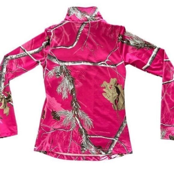 RealTree Pink Hunting Camo 1/2 Zip Long Sleeve Thumb Holes Pullover Size Small - Picture 6 of 12